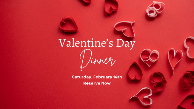 a red background with white text and hearts